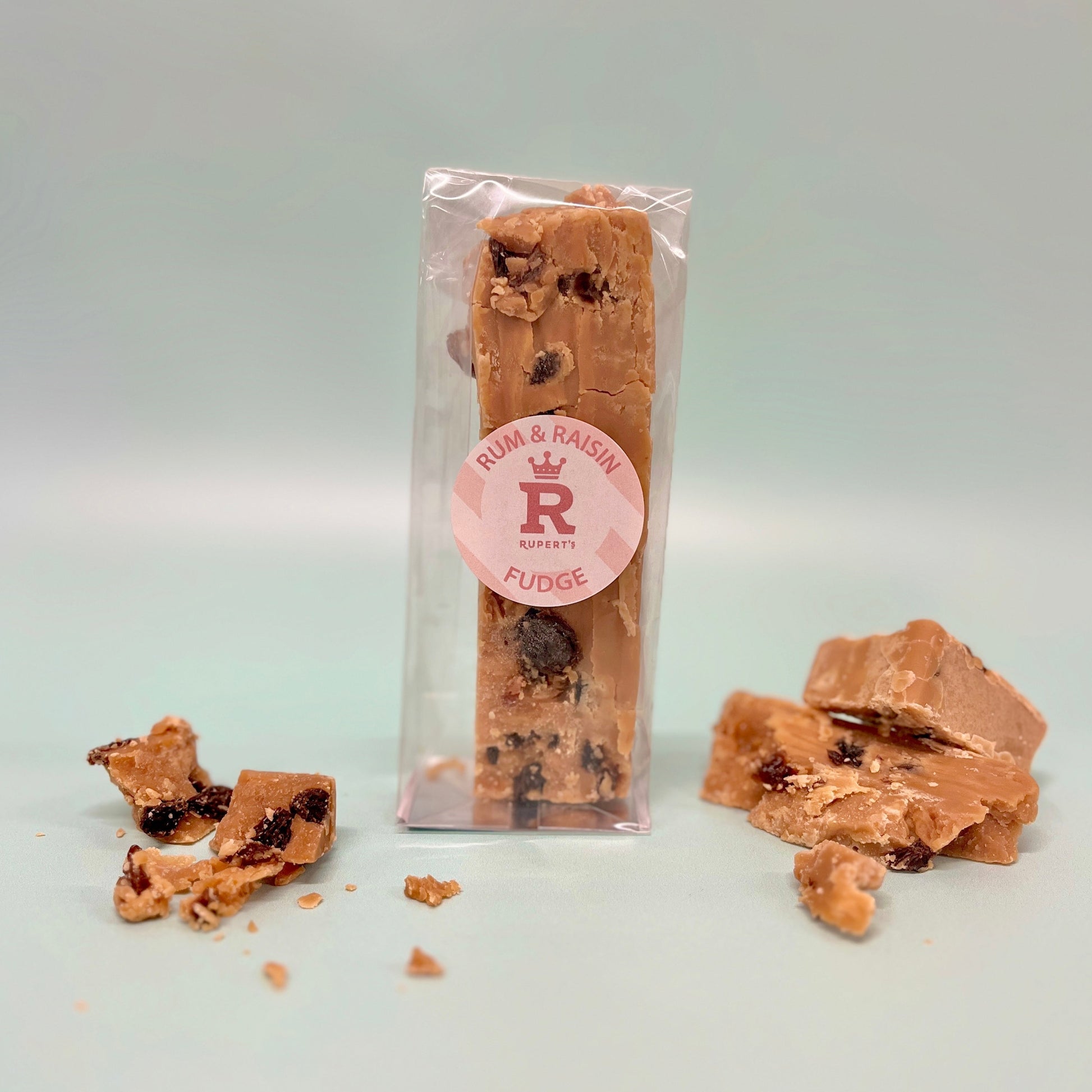 Bar of rum and raisin finger of fudge- Rupert's Candy