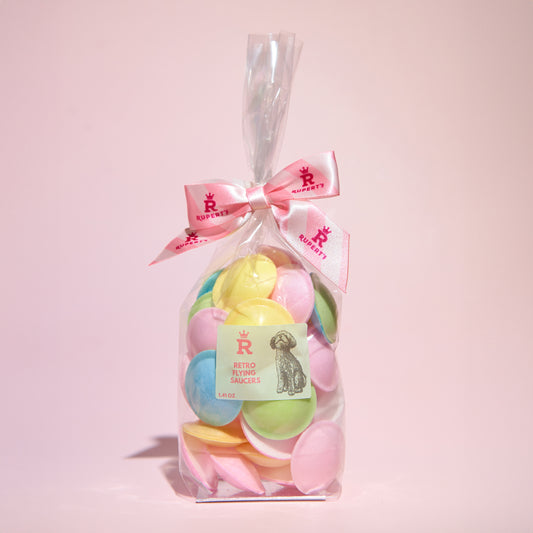 Small gift bag of retro flying saucers- Rupert's Candy